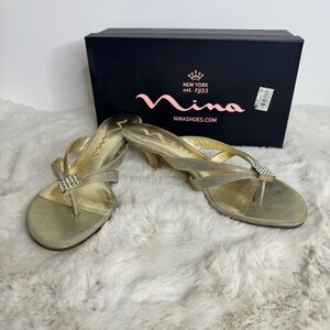 EUC Nina Gold Diamond Rhinestone Heels Slip On Size 8 Wanaka